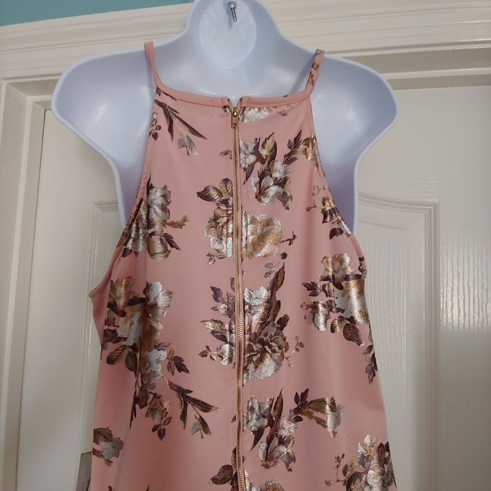 J. For Justify Pink Metallic Floral Sleeveless Summer Dress XL - Picture 9 of 13